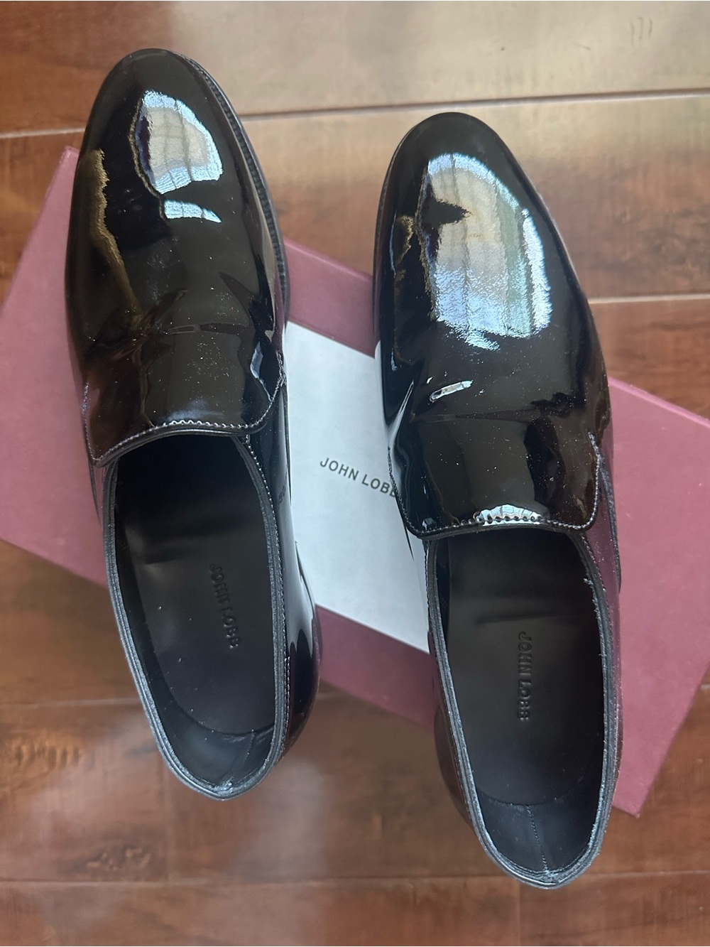 Brand new John Lobb Black Gloss Patent Loafers
